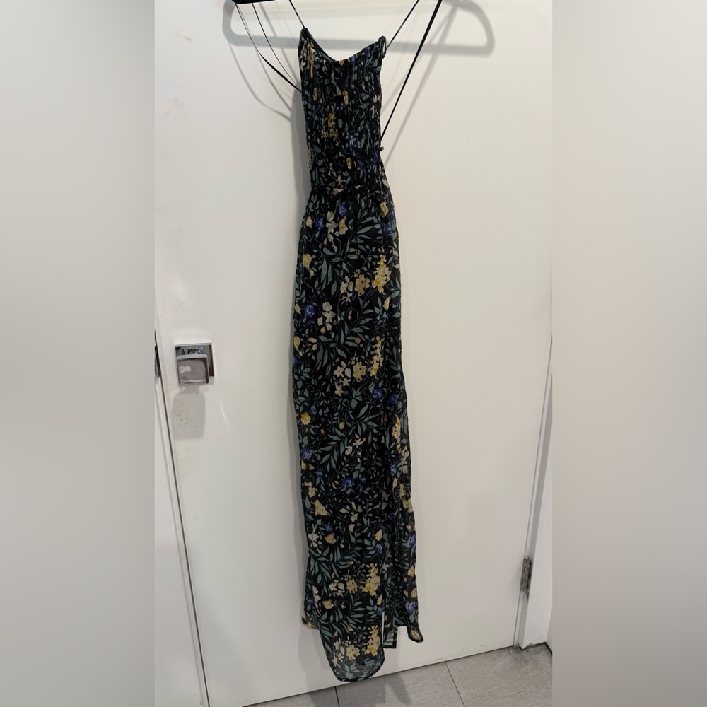 Astr Black and Blue Floral Dress